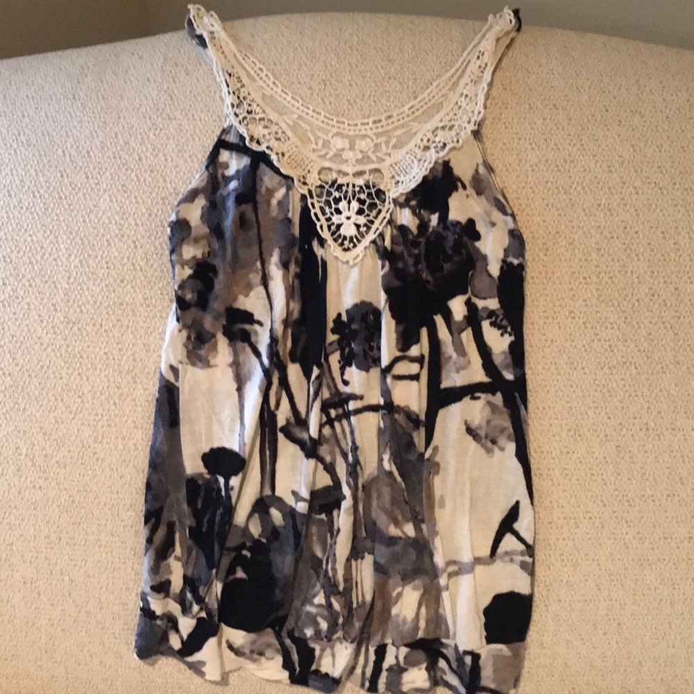 Lace embellished watercolor tank